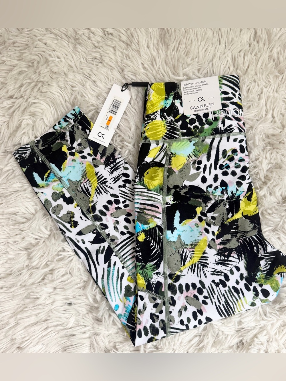 Calvin Klein Performance High Waist Crop Tight Abstract Print Leggings Small NWT - Picture 6 of 14